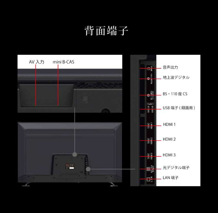楽天市場】43V 4K対応 液晶テレビ 43型 HDR対応 aiwa アイワ W 