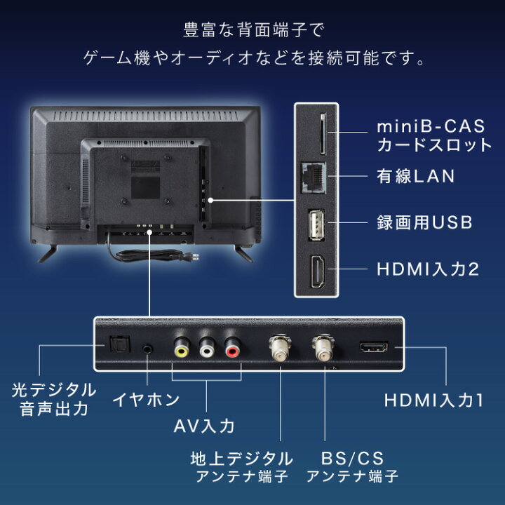 楽天市場】液晶テレビ 24型 VAパネル ダブルチューナー 壁掛け 裏番組 