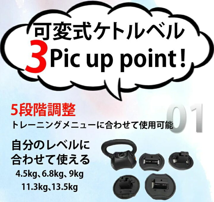 楽天市場】ファイティングロード ケトルベル 可変式 5段階 4.5kg～13.5 