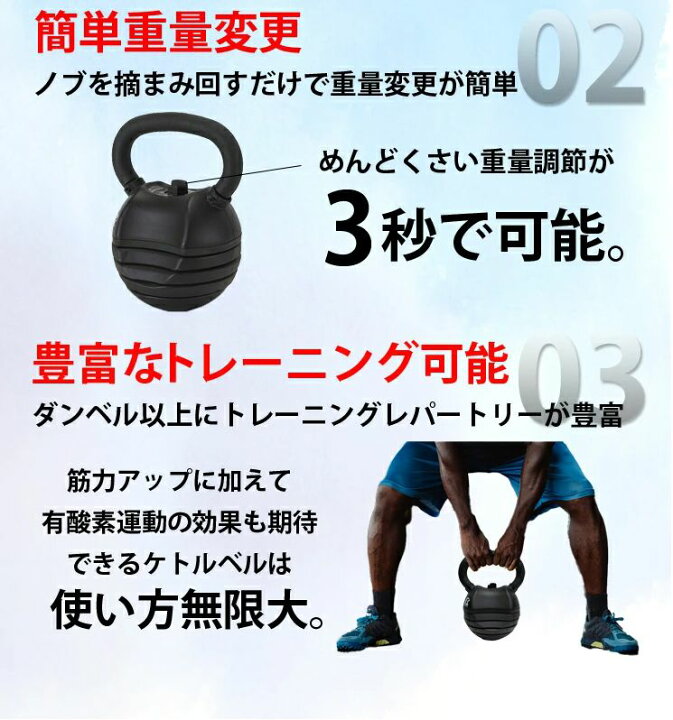 楽天市場】ファイティングロード ケトルベル 可変式 5段階 4.5kg～13.5 