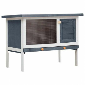 vidaXL 屋外うさぎ小屋 1層タイプ グレー 木製動物&ペット用品 ペット用品 小動物用品 小動物 飼育・ケージ(代引不可)