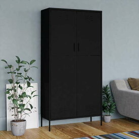 vidaXL 洋服ダンス ブラック 90x50x180 cm スチール家具 キャビネット&収納 戸棚・ワードローブ(代引不可)