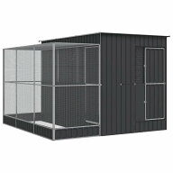 vidaXL 鳥小屋 拡張付き シルバー 290x303x216 cm スチール 動物&ペット用品 ペット用品 鳥用品 取りかご…