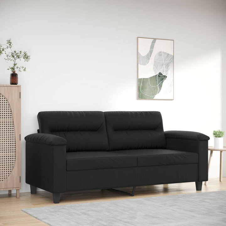 vidaXL 2人掛けソファ ブラック 140cm 合成皮革製家具 ソファ(代引不可)【送料無料】
