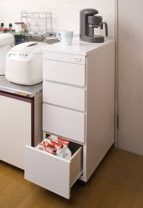 日本製 完成品 シンク横 チェスト 四段 4段 幅30.5 30.5幅 収納 コンセント穴付き すきま収納 高さ85 キャスター付き 白 国産 おしゃれ【送料無料】
