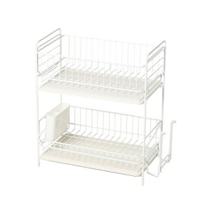 スキット 珪藻土トレー水切りラック2段 スリム ホワイト HB-4988 パール金属 キッチン用品 水切り 食器洗い 皿洗い【送料無料】