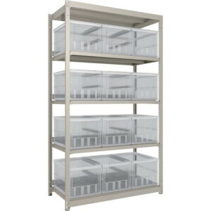 TRUSCO トラスコ M1.5型軽中量棚 オリコン保管タイプ H2100XW1160XD595 50LX12 TSK-О50B透明X12個付 M1.5746550LX12 組立品 組立設置不可(代引不可)【送料無料】