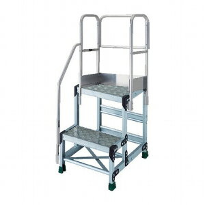 TRUSCO アルミ製作業用踏台 縞板タイプ 2段 高サ0.7m 天板寸法500×400 段高350mm 階段片手スリ天場三方付キ TRUSCO TSFC257TKS350 工事 照明用品 はしご 脚立 作業台(代引不可)【送料無料】