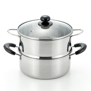 ヨシカワ 蒸しごよみ 二段蒸し器 20cm SJ2967 ステンレス 鍋 ガス火 IH 対応 Yoshikawa【送料無料】