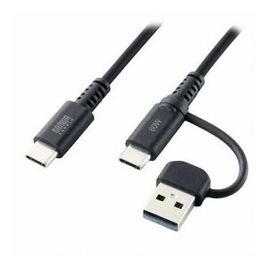 �T�����T�v���C USB2.0Type-C�P�[�u�� CtoA�ϊ��A�_�v�^�t�� PD60W �u���b�N KU-CCP60ACC10BK(����s��)