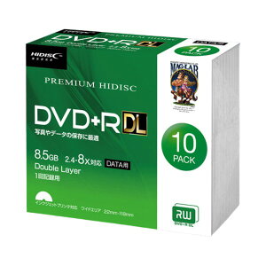HIDISC DVD+R DL 8�{���Ή� 8.5GB 1�� �f�[�^�L�^�p �C���N�W�F�b�g�v�����^�Ή�10���@�X�����P�[�X���� HDVD+R85HP10SC