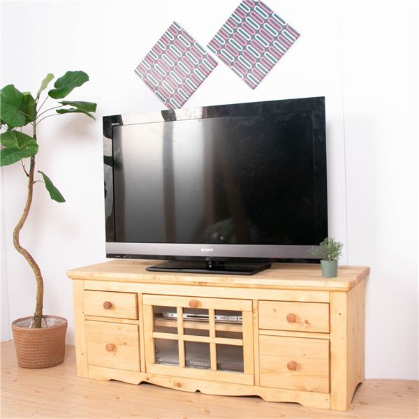 テレビ台 テレビボード 120×45×90cm ナチュラルブラウン 木製 引き出し収納付き AV機器収納可 完成品 リビング ダイニング