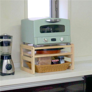キッチン収納 キッチンラック 幅39.5cm ナチュラル 洗えるバスケット付き トースターラック 家電下 木製 組立品 キッチン (代引不可)