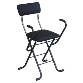 折りたたみ椅子 【2脚セット ブラック×ブラック】 幅46cm 日本製 スチール 『Jメッシュアームチェア』 (代引不可)