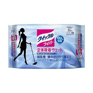 (まとめ)花王 クイックルワイパー立体吸着ウエットシート 1セット(96枚:32枚×3パック)【×3セット】 (代引不可)