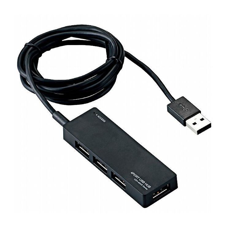超美品 エレコム USB2.0ハブ ACアダプタ付 トップ 代引不可 U2H-AN4SBK