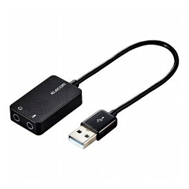 オーディオ変換アダプタ USB-φ3.5mm オーディオ出力 マイク入力 ケーブル付 15cm ブラック USB-AADC02BK エレコム(代引不可)【メール便（ネコポス）】【送料無料】
