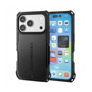 �G���R�� ELECOM iPhone 17 Pro �P�[�X �n�C�u���b�h �Ռ��z�� MAGKEEP ���͋z�����C�����X�[�d�Ή� �X�g���b�v�z�[���t �t�B�����t ZEROSHOCK �u���b�N PM-A25CZEROMGBK(����s��)�y���������z