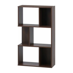 S型ディスプレイラック3段 ミディアムブラウン 3段 幅59×奥行24×高さ105cm プリント紙化粧パーティクルボード(代引不可)【送料無料】