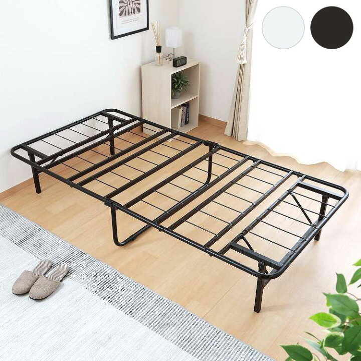 楽天市場】折りたたみパイプベッド 工具不要 easy BK GY ベッド 寝具  