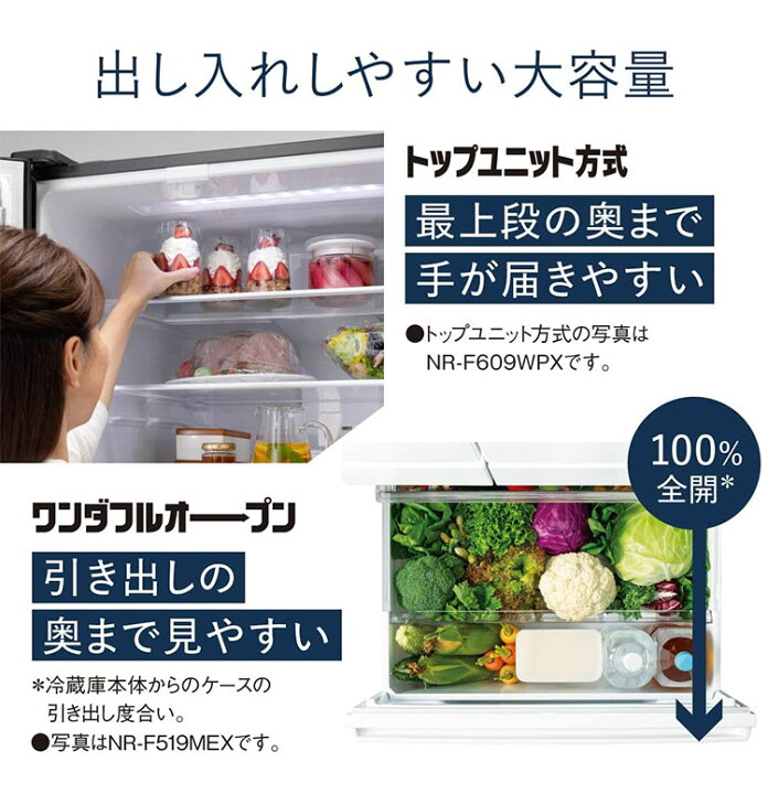 楽天市場】Panasonic 483L 6ドア冷蔵庫 幅68.5cm 483L 野菜室が真ん中 