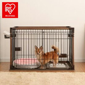 サークル ゲージ 犬 犬用 オープンウッディサークル OPWS-960 ケージ ペットサークル ペットゲージ 室内ゲージ 木目調 トレー付 ダークブラウン アイリスオーヤマ【送料無料】