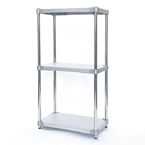【燕三条製】 PROFACE ガルバリウムソリッドシェルフ3段 350×600×1200 クロムメッキポール スチールラック スチールシェルフ ラック キッチンラック レンジラック 業務用 業務用ラック(代引不可