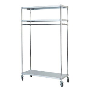 【※法人様限定販売】【燕三条製】 PROFACE ガルバリウムソリッドハンガーラック3段 460×1200×1800 クロムメッキポール スチールラック スチールシェルフ ラック キッチンラック レンジラック(