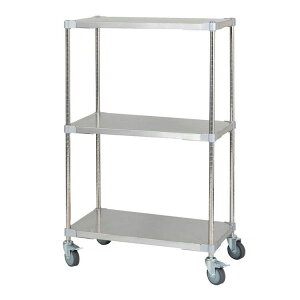 【※法人様限定販売】【燕三条製】 PROFACE SUS304ステンレスソリッドシェルフ3段 460×760×1200 キャスター付き SUS304ステンレスポール スチールラック スチールシェルフ ラック キッチンラック(