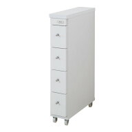 日本製 すき間ワゴン 完成品 白 幅15cm×奥行44cm すきま収納 隙間収納 ワゴン キャスター付き 引き出し …