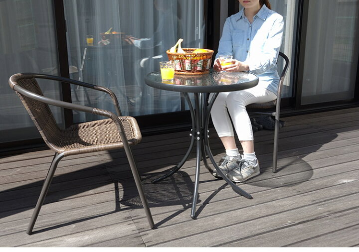 楽天市場】ラタン調 ガーデン 5点セット ガーデンチェア4脚 ガラス  