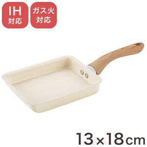 グリンデイウィズ セラミックフライパン 玉子焼き器 フッ素不使用 PFOAフリー IH対応 ガス ガス火 オール熱源 木柄 セラミックコーティング エッグパン ホワイト アイボリー シンプル かわい