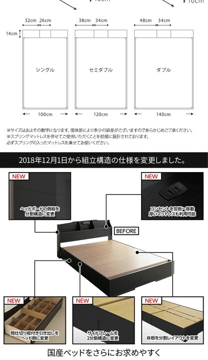 楽天市場】ヘッドボード付き 収納ベッド シングルサイズ 海外製ボンネルコイルマットレス付き 引出し2杯付き ライト付き 宮棚付き コンセント付き 国産フレーム 低ホルムアルデヒド 『STELA ステラ』 ブラック : リコメン堂生活館
