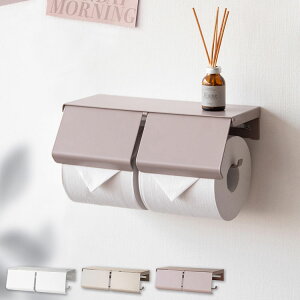 トイレットホルダー TEER ティール くすみカラー かわいい おしゃれ ペーパーホルダー トイレ 2連 トイレットペーパーホルダー 2連 棚付き スマホ置き くすみカラー 可愛い 横(代引不可)【送