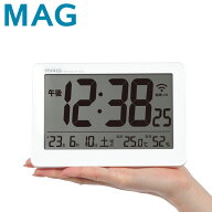 ノア精密 MAG マグ 無線LAN置掛両用時計 セットレス ホワイト 白 置き時計 掛け時計 クロック 無線LAN1 W…