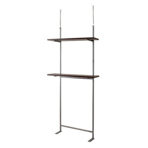 日本製 つっぱり ラック ダークブラウン 幅89.5 二段 2段 高さ調節 収納 国産 オープンラック シェルフ 棚 収納棚 おしゃれ つっぱり棚 北欧(代引不可)【送料無料】