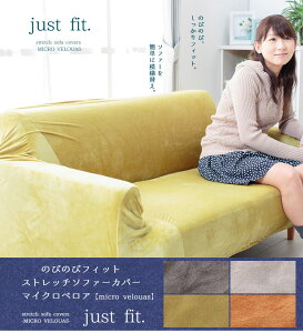 のびのび フィットタイプ・ストレッチ ソファーカバー マイクロベロア 【2人掛用】(代引不可)【送料無料】
