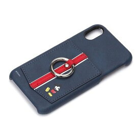 PGA iPhone X用ハードケース ポケット&リング付き ミッキーマウス/ネイビー PG-DCS290MKY ディズニー カバー ケース