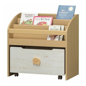 白井産業 ランドキッズ 絵本ラック キャスター付き 収納 えほん 絵本置き かわいい ナチュラル シンプル キャスター付き 収納付き 1梱包(代引不可)【送料無料】