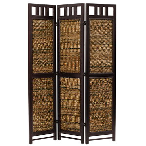 バナナリーフ スクリーン 3連 パーテーション 間仕切り 目隠し 仕切り 衝立 ついたて 寝室 アバカ ウォーターヒヤシンス アジアン衝立 おしゃれ アジアン 和風 エスニック アンティーク(代引