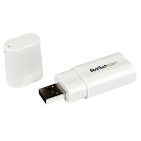 StarTech ZSTEC USBオーディオ変換アダプタ　USB 2.0 外付けサウンドカード　1x USB A オス ー2x 3.5mmミニジャック メス 　ホワイト ICUSBAUDIO(代引き不可)