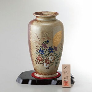 美濃焼 8号壺花瓶 金月秋草 YJ15‐06 室内装飾品 花瓶 和陶花瓶(代引不可)【送料無料】