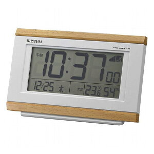 リズム 電波目覚まし時計 薄茶木目仕上 8RZ161SR07 室内装飾品 置き時計 目覚し重視時計(代引不可)【送料無料】
