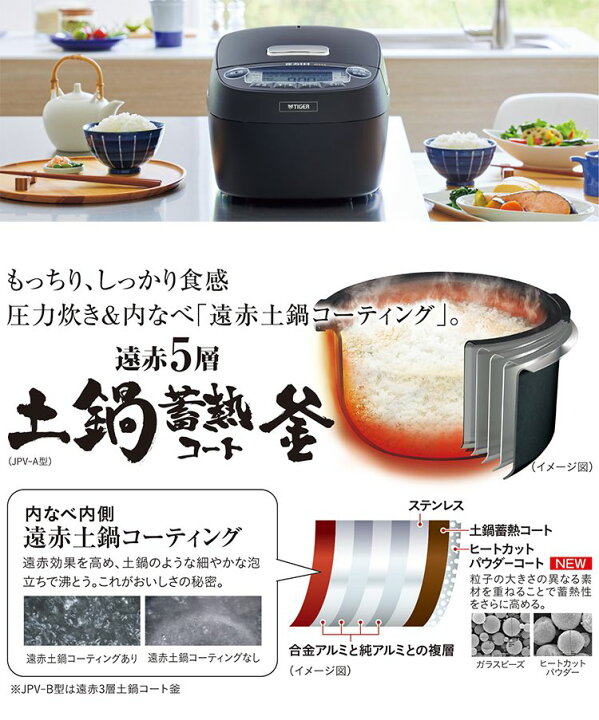 楽天市場】タイガー魔法瓶 圧力IHジャー炊飯器 1升炊き マットブラック 
