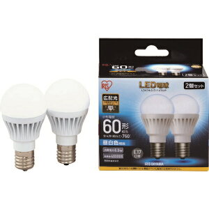 IRIS LED電球2個セット E17広配光タイプ 60形相当 電球色 LDA7NGE176T52P