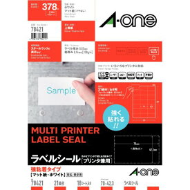 エーワン ラベルシール プリンタ兼用 強粘着 21面 18枚 78421 (78421)