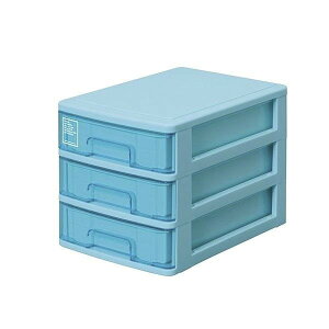 サンコープラスチック 日本製 レターケース A5 幅19×奥行27×高さ19cm 3段 収納ケース ブルー シルキー 503 B(代引不可)【送料無料】