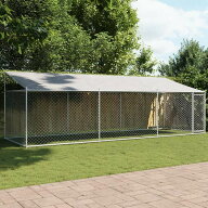 vidaXL 犬用ケージ ルーフ&ドア付き グレー 6x2x2 m 亜鉛メッキ鋼動物&ペット用品 ペット用品 犬用品 犬…