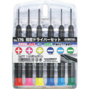 サンフラッグ 精密ドライバーセット6本組 NO.176 手作業工具 ドライバー 六角棒レンチ 精密ドライバー(代引不可)