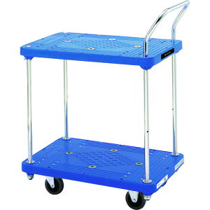 ダンディ プラスチック台車 ダンディPシリーズ タイプPL 2段テーブル片ハンドル式 W720×D465 PLBT2 搬送機器 運搬台車 樹脂製運搬車(代引不可)【送料無料】